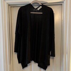 Women's Black Open-Front Draped Cardigan